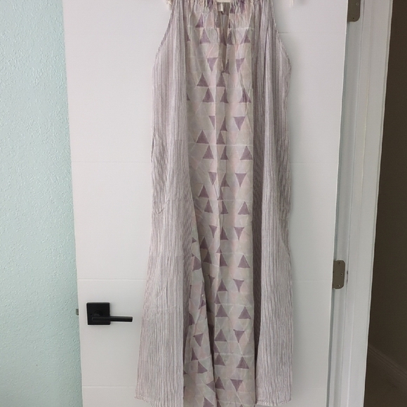 The Borboleta boutique beachy lightweight Midi Geometric print Dress side pocket - Picture 1 of 8